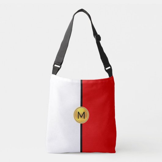 Monogramme sur sac carrossable rouge et blanc (Devant)