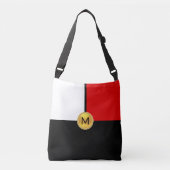 Monogramme sur sac croisé noir, rouge et blanc (Devant)
