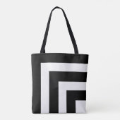 Monogramme sur Sac fourre-tout rayé noir et blanc (Dos)
