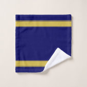 Monogramme sur serviette de bain or et bleu marine (Gant de toilette)
