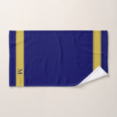 Monogramme sur serviette de bain or et bleu marine (Serviette à main)