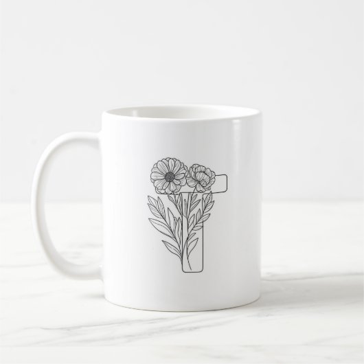 Monogramme T Mug de café initial (Gauche)