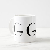 Monogramme tasse moderne noire et blanche de G (Devant gauche)