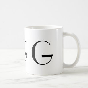 Monogramme tasse moderne noire et blanche de G