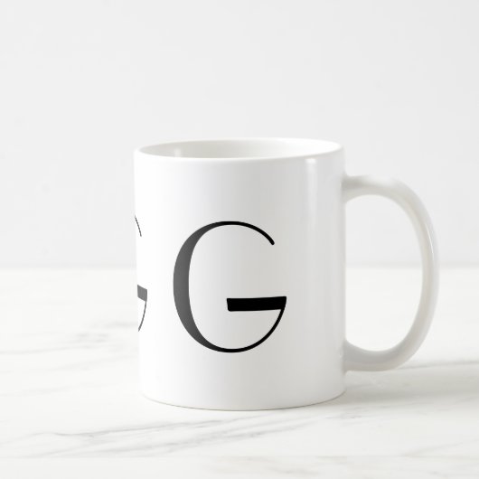 Monogramme tasse moderne noire et blanche de G (Droite)