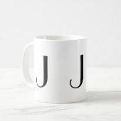 Monogramme tasse moderne noire et blanche de J (Devant gauche)