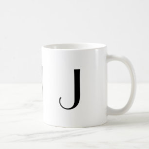 Monogramme tasse moderne noire et blanche de J