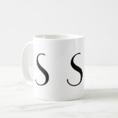 Monogramme tasse moderne noire et blanche de S (Devant gauche)