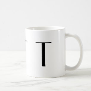 Monogramme tasse moderne noire et blanche de T