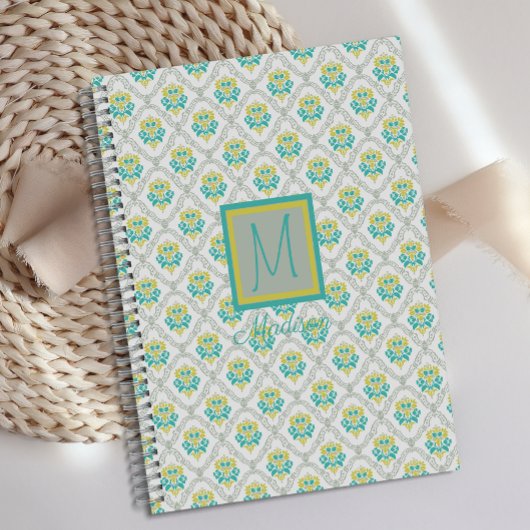 Monogramme Tendance Chartreuse Gris Aqua
