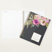 Monogramme tendance floral rose poudré violet (Devant avec enveloppe)