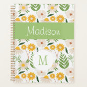 Monogramme tendance girly floral vert jaune (Devant)