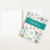 Monogramme tendance multicolore de cœurs dessinés (Devant avec enveloppe)