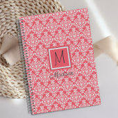 Monogramme tendance rose et blanc Damas