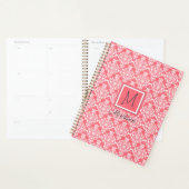 Monogramme tendance rose et blanc Damas (Devant avec enveloppe)