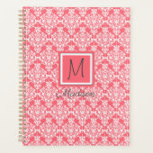 Monogramme tendance rose et blanc Damas (Devant)
