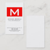 Monogramme tendance Rouge Blanc Carte de visite mo (Devant / Derrière)