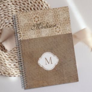 Monogramme Tendance Rustique Moderne Toile de Jute