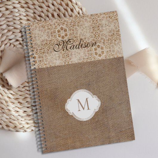 Monogramme Tendance Rustique Moderne Toile de Jute