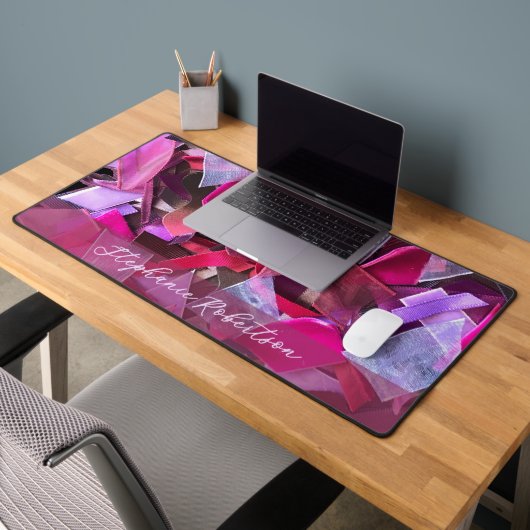 Monogramme Textile Abstrait 3D Aspect Rose Violet (Bureau 2)