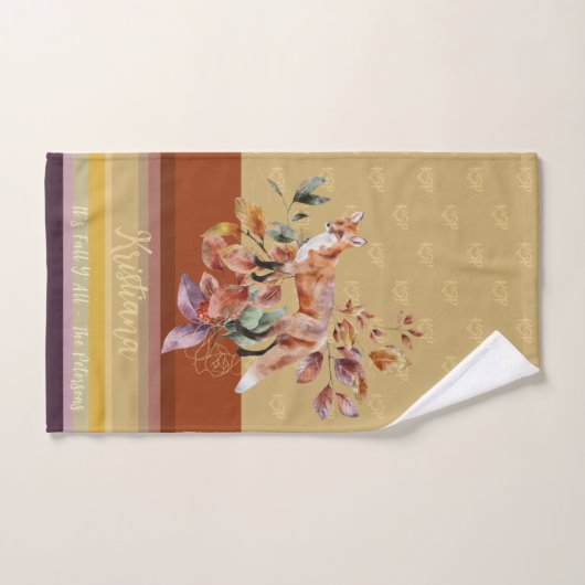 Monogramme thème automne renard et feuillage perso (Serviette à main)