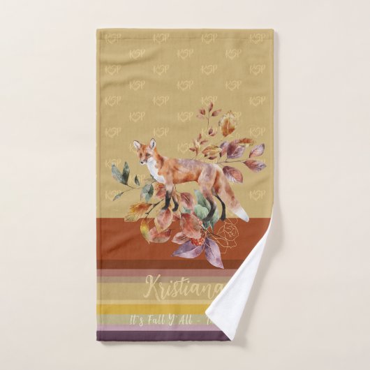Monogramme thème automne renard et feuillage perso (Serviette à main)