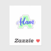 Monogramme transparent + nom | Stickers imperméabl (Feuille)