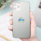 Monogramme transparent + nom | Stickers imperméabl (Téléphone)