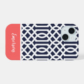 Monogramme Treillis Navy et Corail (Verso Horizontal)