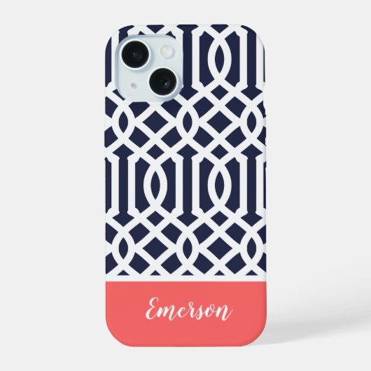 Monogramme Treillis Navy et Corail (Verso)