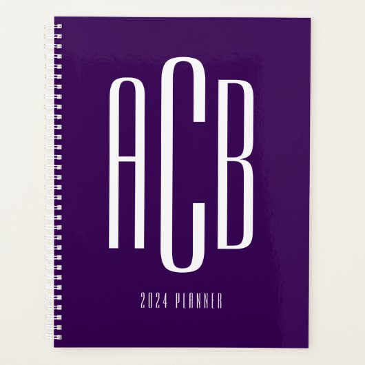 Monogramme trois lettres violet foncé et blanc (Devant)