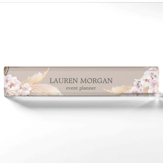 monogramme tropical élégant floral bureau Plaque s (Devant)