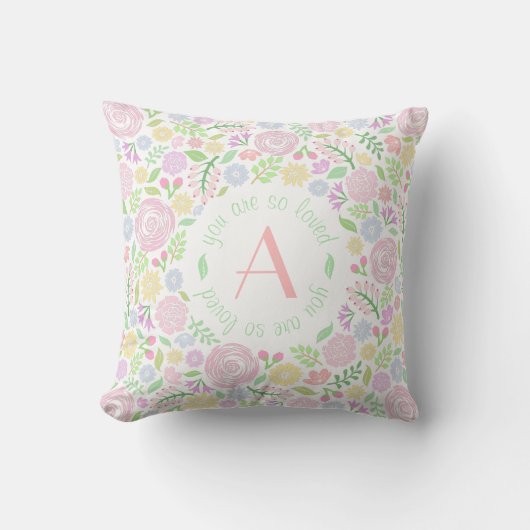 Monogramme Tu Es Si Amoureux Bébé Fille Coussin (Recto)