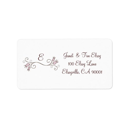 Monogramme Tulip rose Étiquettes personnalisés (Devant)