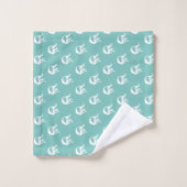 Monogramme Turquoise Blanc Chic Maison Mermaid (Gant de toilette)