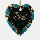 Monogramme Turquoise bleu Merci Ornement cardiaque (Droite)