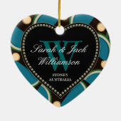 Monogramme Turquoise bleu Merci Ornement cardiaque (Dos)