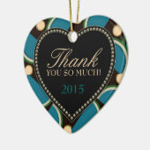 Monogramme Turquoise bleu Merci Ornement cardiaque (Gauche)