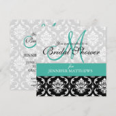 Monogramme Turquoise Bridal Shower Invitation Dama (Devant / Derrière)