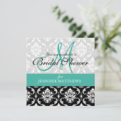 Monogramme Turquoise Bridal Shower Invitation Dama (Debout devant)