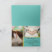 Monogramme turquoise 💍 Carte photo Merci moderne (Intérieur)