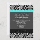 Monogramme turquoise Damask Faire-part de mariage (Devant)