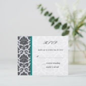 Monogramme turquoise Damask Vintage Wedding RSVP (Debout devant)