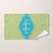 Monogramme Turquoise de Motif blanc vert (Serviette à main)