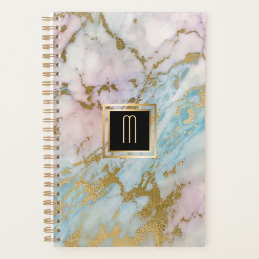 Monogramme Turquoise en marbre clair (Devant)