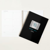 Monogramme turquoise et gris, Nom, Année Argent et (Devant avec enveloppe)