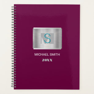 Monogramme turquoise et gris Nom blanc Année Argen