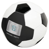 Monogramme turquoise et gris, Nom blanc Argent, No (3/4)