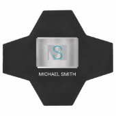 Monogramme turquoise et gris, Nom blanc Argent, No (Plat)