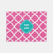 Monogramme turquoise et rose | Couverture polaire (Devant (Horizontal))